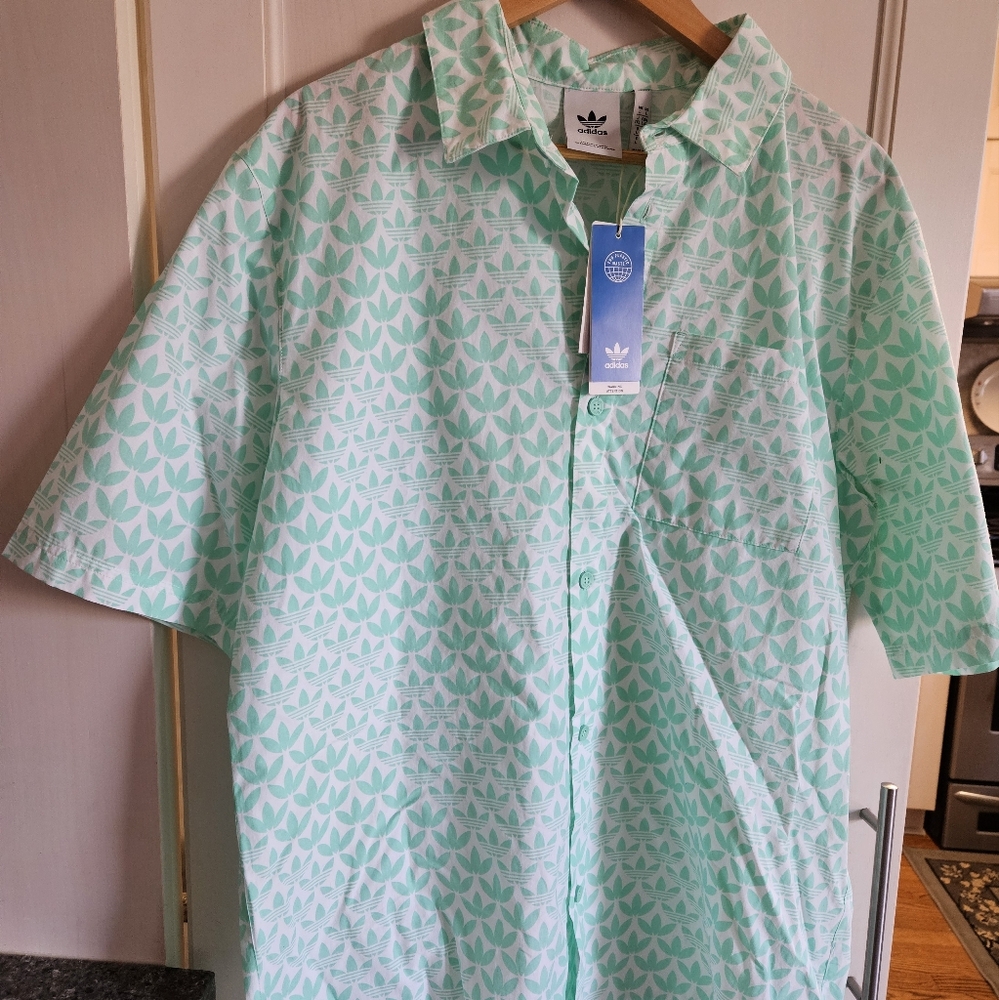Adidas Mint Green Patterned Shirt